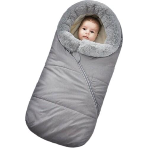 Baby stroller sleeping bag dual-use blanket thick plush swaddling toddler blanket swaddle solid 90cmx40cm