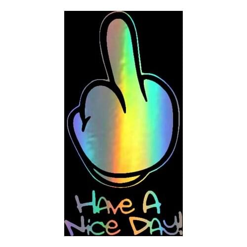 Car Styling HAVe A Nice DAY ! Middle Finger Car Stickers and Decals Creative Funny Carbon Fiber 3D Stickers On Car Auto Stickers