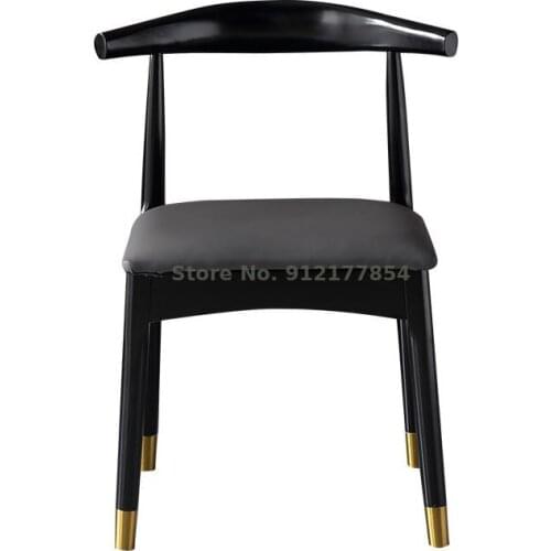 Solid wood dining table chair soft package modern minimalist Nordic light luxury restaurant home seat leisure backrest horn chai