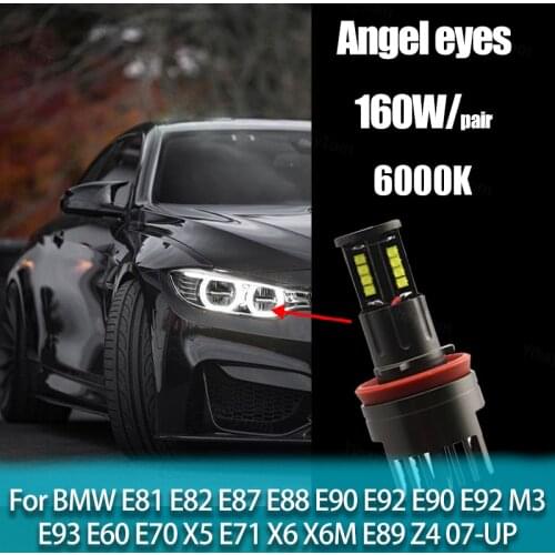 Super bright 6000K White 160W/Pair for BMW 1 3 5 E90 E92 M3 E93 E60 E70 E71 x5 x6 High Power free error LED angel eyes light