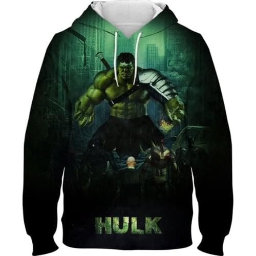 2021 New Marvel Mens Hoody 3D Bruce Banner Hulk- printing Graphic Hoodie Girl Baby Boys Clothes Cartoon Sweatshirt Teen Loose