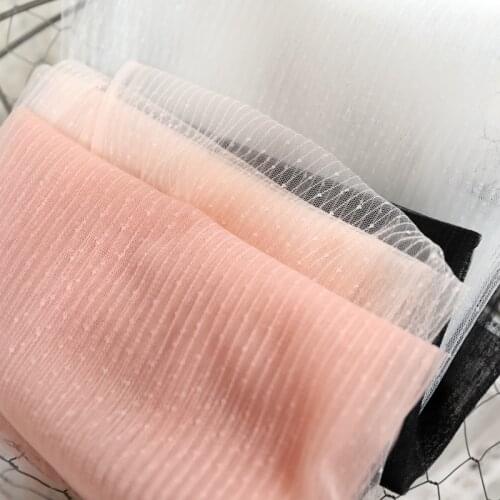 150cm Wide 1meter/pack 5colors Available Dot Embroidered Striped Fabric Tulle Mesh Embroider Cloth Accessories X502