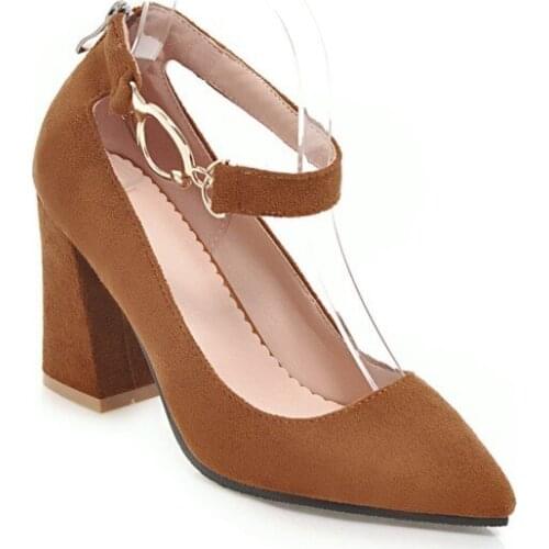 Temperament of the spring of 2018 the new point thick with high heels strap size code 33 18115-45 womens shoes