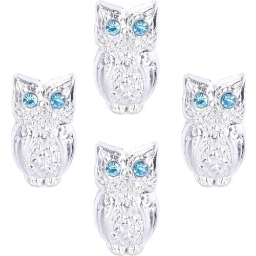 20Pcs/lot Alloy Crystal Owl Floating Charms Living Glass lockets Necklaces Accessory Jewelry