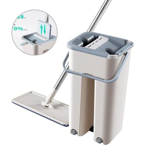 Hand-free Magic Mop Fiber Cleaning Cloth Home Kitchen Wooden Floor Automatic Lazy Fellow Mop Flat Squeeze Mop