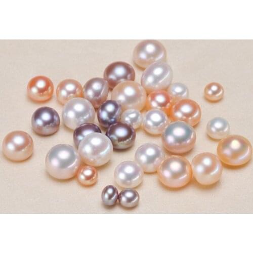 30pcs/lot Loose Freshwater Natural Color Akoya Oyster Pearls, HALF DRILLED Bread Round Shape Pearls AAAA Nice Pearl Grade