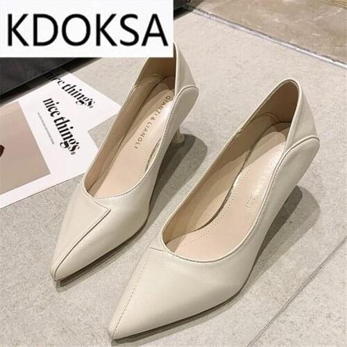 2021 summer new breathable comfortable shallow mouth casual shoes female cat with moccasins women fashion pointed high heels wom