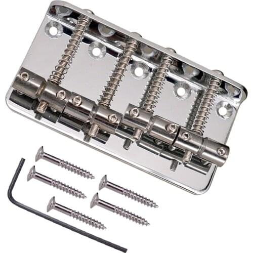 1 Set Zinc Alloy Bridge Tailpiece with Wrench Mounting Screws for 4 Strings Electric Bass DIY