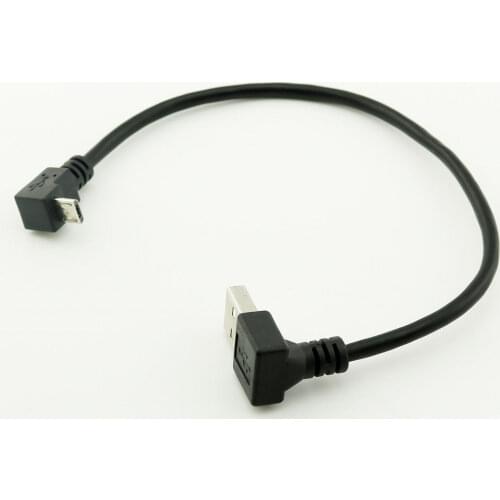 1pcs USB 2.0 A Male Down Angled 90° to Micro USB 5 Pin Male Down Angled Adapter Cable 25cm