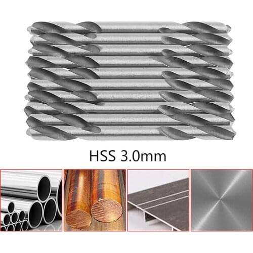 10Pcs 3mm HSS Double Ended Spiral Torsion Drill Tools Drills Set C5AD