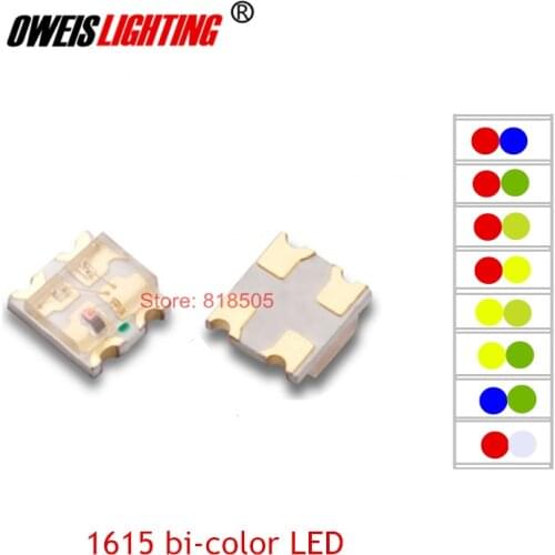 100PCS 0805 SMD LED 1615 bicolor LEDs 2 colors RED + WARM WHITE LIGHT BEADS LAMPS
