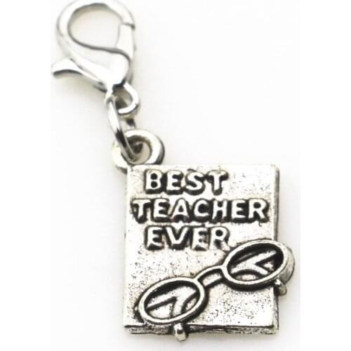 20pcs/lot Best Teacher Ever dangle charms sports lobster clasp charms for bracele/pendant hanging charms jewelry accessory