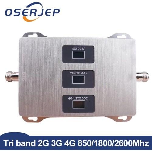 2g 3g 4g Tri Band Signal Booster Band5 850MHz, 4G LTE Band3 1800MHz,4G+FDD-LTE Band7 2600MHz LTE Repeater Amplifier