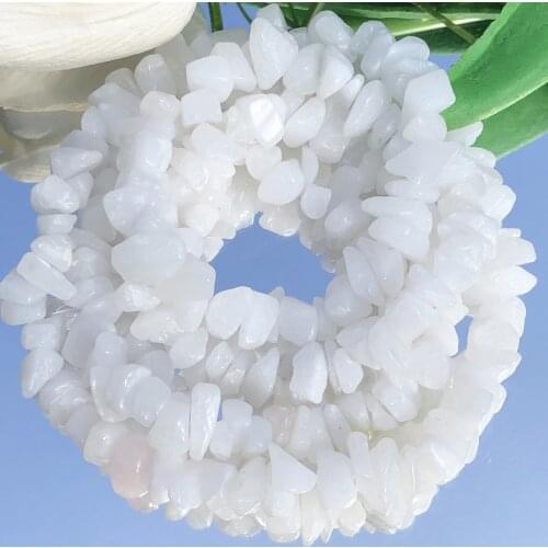 5-8mm Natural Irregular White Jades Stone Freeform Chips Gravel Beads For Jewelry Making DIY Energy Bracelet Necklace 33“inches