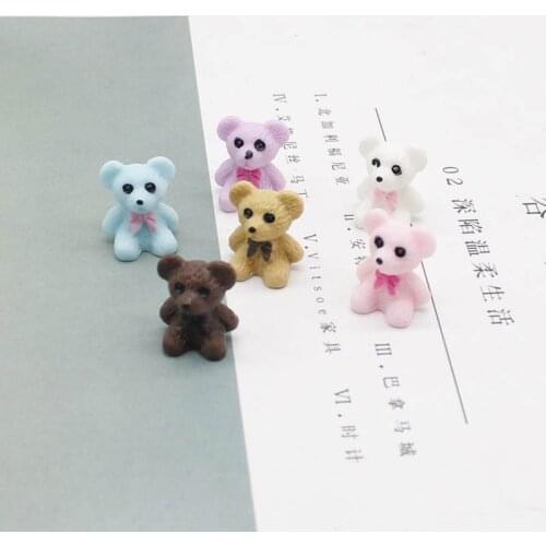 6PCS 3D resin imitation bear flat back bear doll cabochon craft jewelry DIY accessories