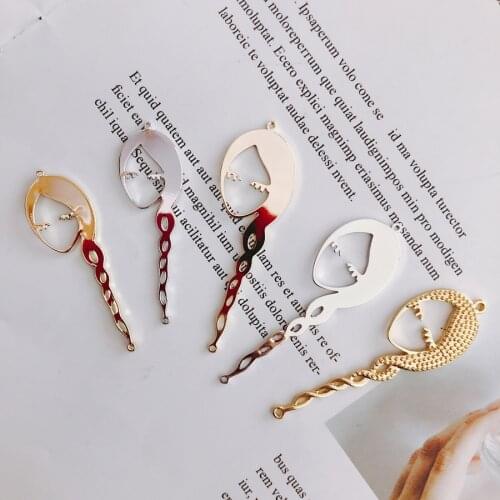 DIY Ornament Accessories Gold Silver Tone Alloy Long Hair Women Girl Head Jewelry Charms Fashion Earring Necklace Pendant 10pcs