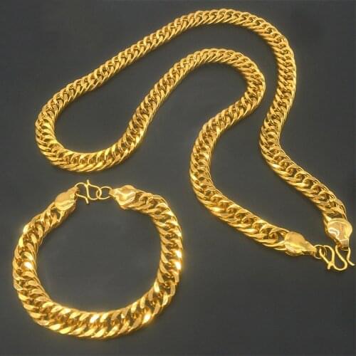 Atmospheric Mens Bracelet Necklace Gold Snake Bone Chain Necklace Luxury Wedding Jewelry Accessories Bracelet Necklace Set