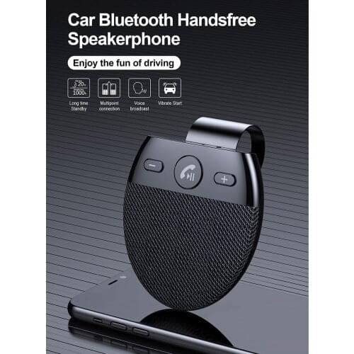 USB Power Handsfree Bluetooth-compat Car Mp3 Player Kit Wireless Audio Receiver Sun Visor Clip Auto Speakerphone Music Adapter