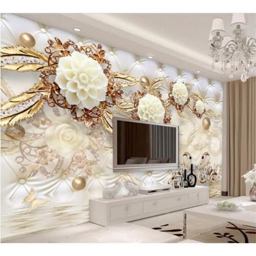 Beibehang papel de parede Nach foto wand papier große fresko 3d luxus blumen 3d schmuck TV hintergrund wand 3d tapete