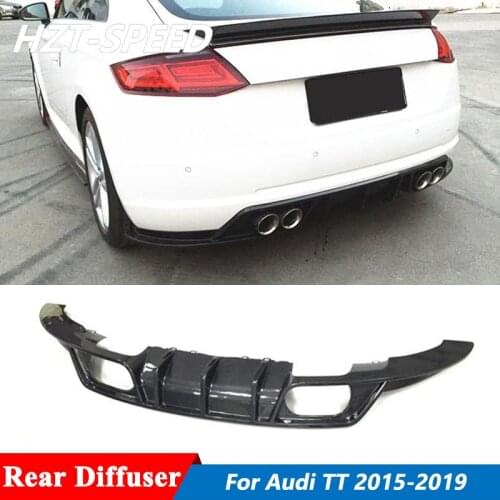BI Style Carbon Fiber Back Bumper Lip Rear Diffuser For Audi TT Standard Car Tuning 2015-2019