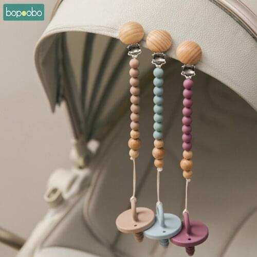 Bopoobo Baby Pacifier 2PC/SET Edible Silicone INS Style Kids Pacifier Baby Pacifier Chain Soothes Emotio Exercise Chewing