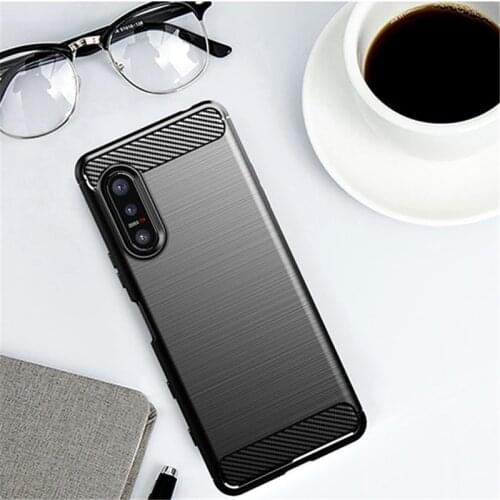 For Sony Xperia 5 II Case Rubber Bumper Silicone Carbon Fiber Cover For Sony Xperia 5 II Phone Case For Sony Xperia 5 II Case
