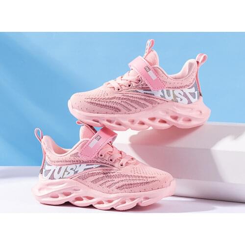 New Girls Sneakers Pink Shoes For Children Running&Sport School Shoe Big Kids Breathable Flats 5~12 Years old White
