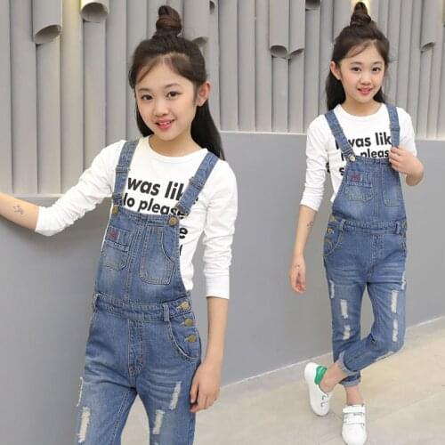 Teen Girls Jeans Pants Autumn Kids Denim Overalls for Girls Jumpsuit Children Trousers Spring Girls Suspenders Casual Overalls