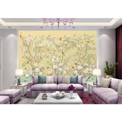 Custom Elegant Chinese flower and bird painting wallpaper papel de parede,living room tv sofa background bedroom larege murals