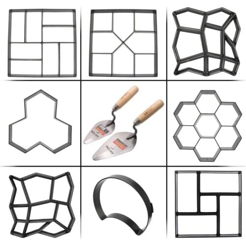 Garden Walk Pavement Mold DIY Manually Paving Cement Brick Stone Road Concrete Molds Path Brick Trowel Manually Paving