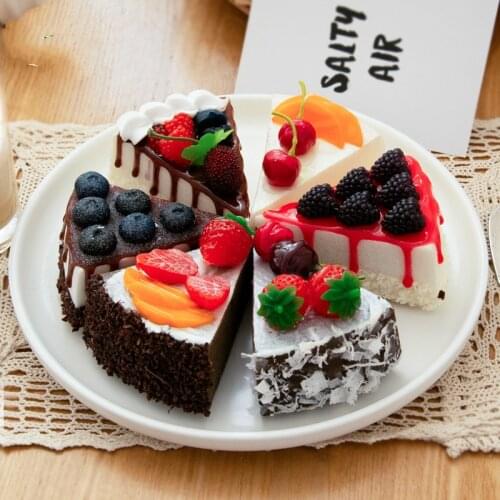 Simulation Triangles Cream Fruit Cake Artificial Lifelike Fake Small Cake Model Food Cake Kitchen Photography Decoration Props