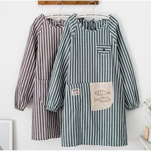 Kitchen Overalls Anti-Greasy Long-Sleeved Cooking Apron With Sleeves Random Color