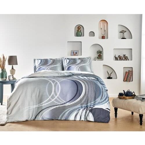 Crown Marino Satin Double Bed Duvet cover set Blue