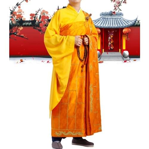 4color shaolin mock robe Dragon suits zen lay gown buddha master Buddhism abbot clothing Buddhist uniforms robes cassocks