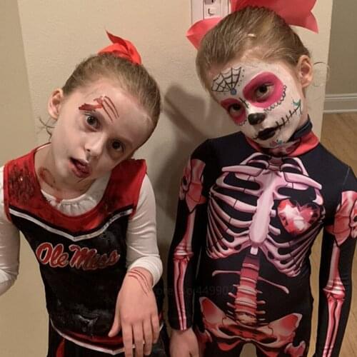 Halloween Costume Women Children Scary Devil of Dead Skeleton Print Jumpsuit Witch Cosplay Halloween Adult Kids Carnival Party
