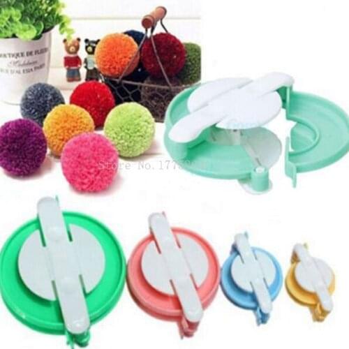 4 Sizes of Pompom Maker for Fluff Ball DIY Knitting Loom Craft Tool Set AA7786