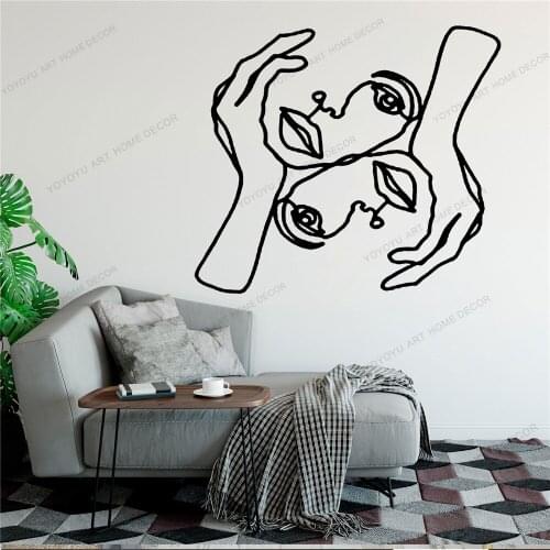 Couple Line Draw Art Wall Sticker For Home Decor Living Room Fashion Wall Decals Valentines Removable Murals Wallpoof CX1535