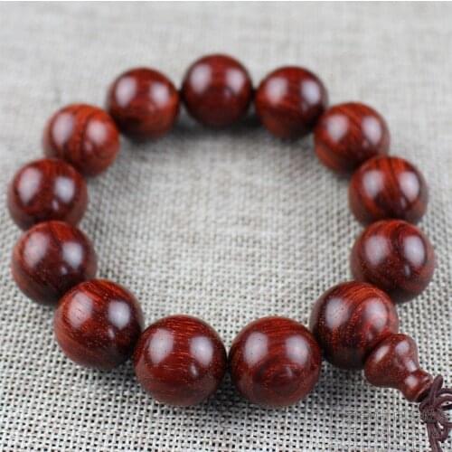 Small Leaf Red Sandalwood 8mm High-Density Old Material Mens Bead Bracelet