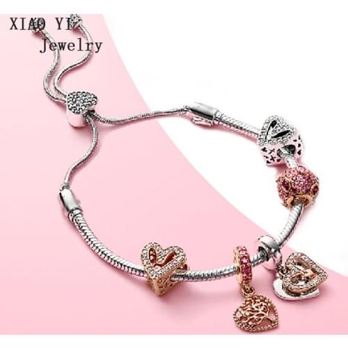 XIAOYI 2020 new S925 Love tree red lip diy adjustable bracelet statement high-quality Package mailValentines Day gift female