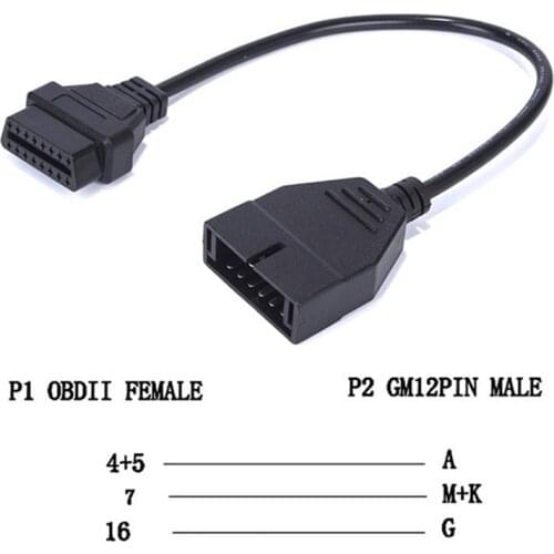 OBDII OBD 2 Connector Adapter for GM 12 Pin GM12 to 16 Pin Auto Diagnostic Cable For GM Vehicles autoscanner adapter Newest