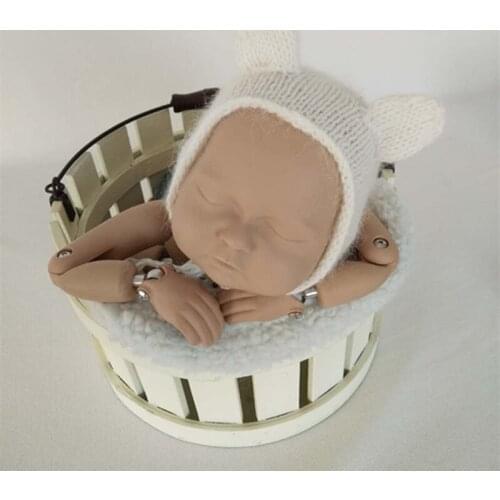 Newborn Knit Bonnet Photo Prop Baby Teddy Bear Hat Loopy bonnet with Ears Newborn photography props