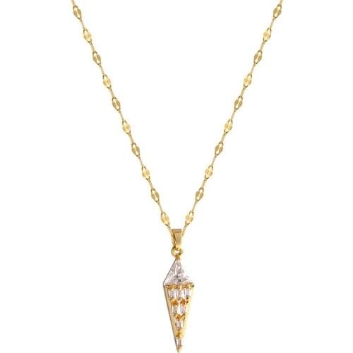 Titanium Steel Necklace Fashion Trendy Temperament Korean Style Drop Zircon Pendant Clavicle Chain