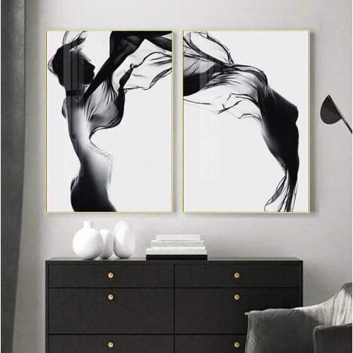 Nude Woman Poster Abstract Wall Art Canvas Painting Nordic Black & White Print Wall Pictures for Living Room Modern Home Decor