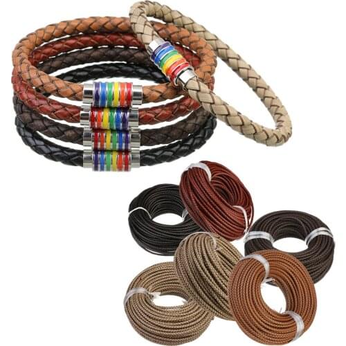Woven Leather Cord Braided Leather Strap for Bracelet Necklace Cord Crafts