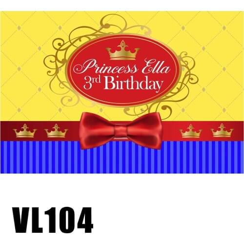 Custom Girl Princess Birthday Party Backdrop Golden Crown Royal Poster Backdrop Wallpaper Babyshower Photo Portrait Background