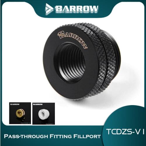 Barrow TCDZS-V1 G1 / 4''Pass-Through Fitting water inlet water in port for computer water cooling use Black,Silver,White,Gold