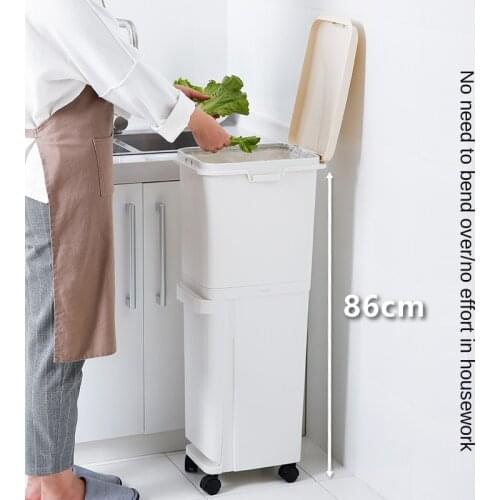 Xinhui synthetic Japan import narrow double movable dustbin household kitchen sealed dustbin