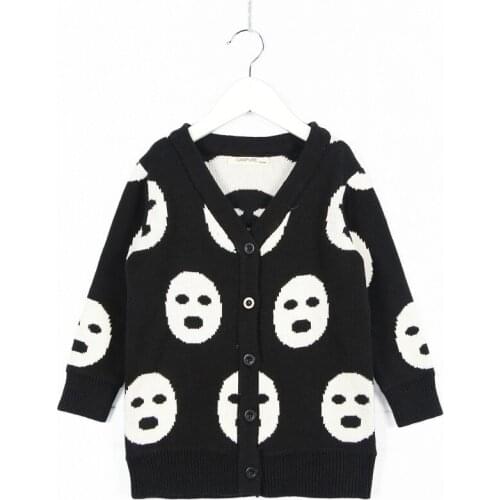 1-6Years Girls Boys Sweaters Spring Autumn Black White Knitted Cardigan Kids Children Outwear For Girls Boys TS64