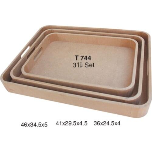 T744 pcs set Bombe Tray, Hobby Wood Painting Mdf Tray