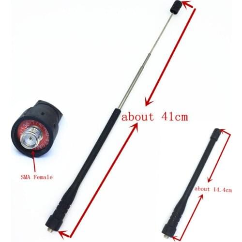 Telescope flexible UHF VHF Dual Band 144/430MHZ SMA Female antenna for Kenwood Baofeng Wouxun TYT Quansheng etc walkie talkie